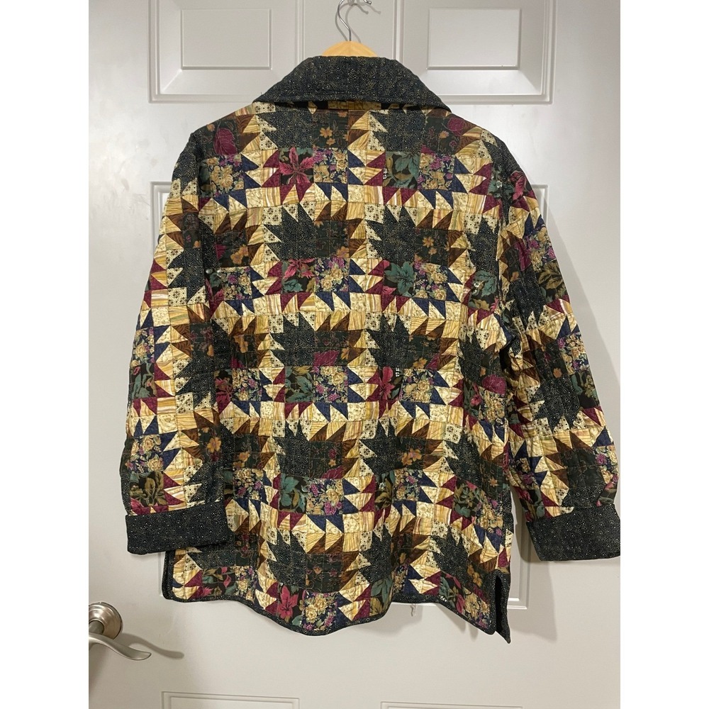 Donna Sharp Quilted‎ Patchwork Jacket Womens Large Multicolor Excellent Floral L - Picture 6 of 7